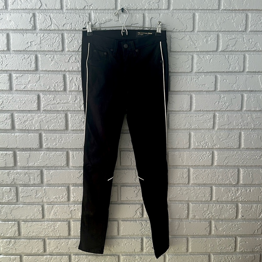 Rags And Bones Skinny Ankle Denim with White (lambskin) Trim- Intermix collab